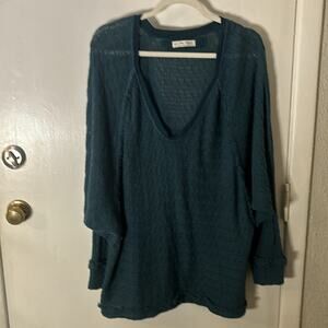 Free People We The Free Thein Hacci Oversize Green Sweater M Boho Cozy Festival